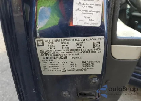 2010 Chevrolet Hhr Lt from USA, damaged, VIN 3GNBABDB6AS602948